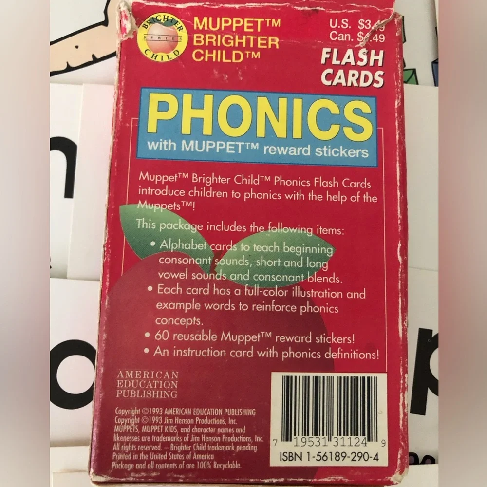 vtg 1993 American Education Publishing Muppet Brighter Child Flashcards